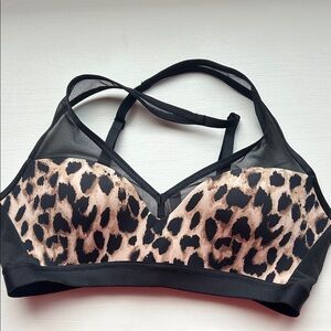 Victoria's Secret Leopard Print Sports Bra with Black Straps